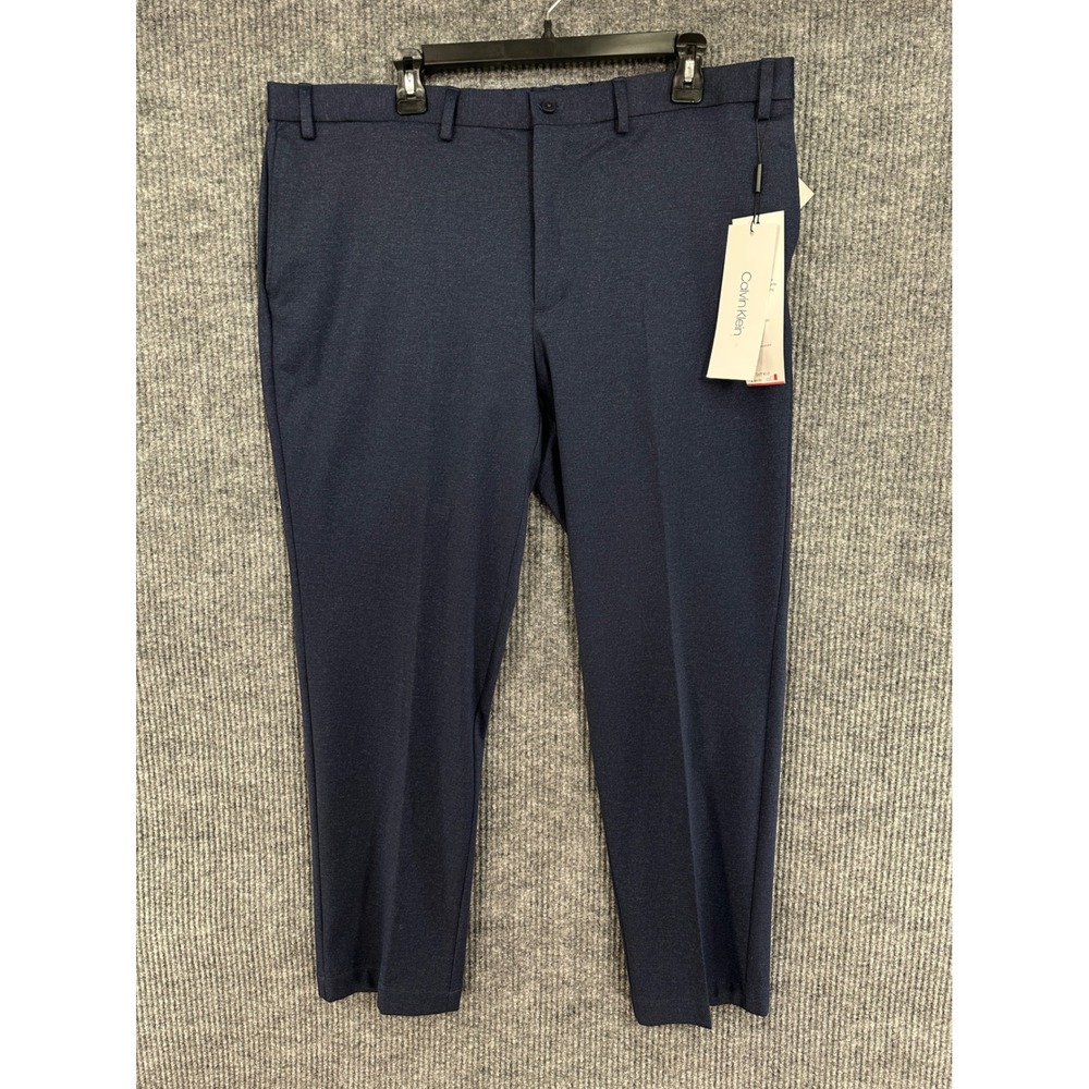 Calvin Klein Dress Pants Mens 40x30 Navy New X Slim Fit Infinite Stretch Knit